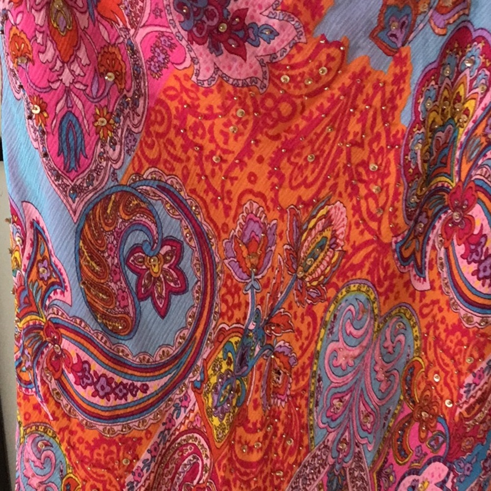 E C I New York bright paisley long skirt